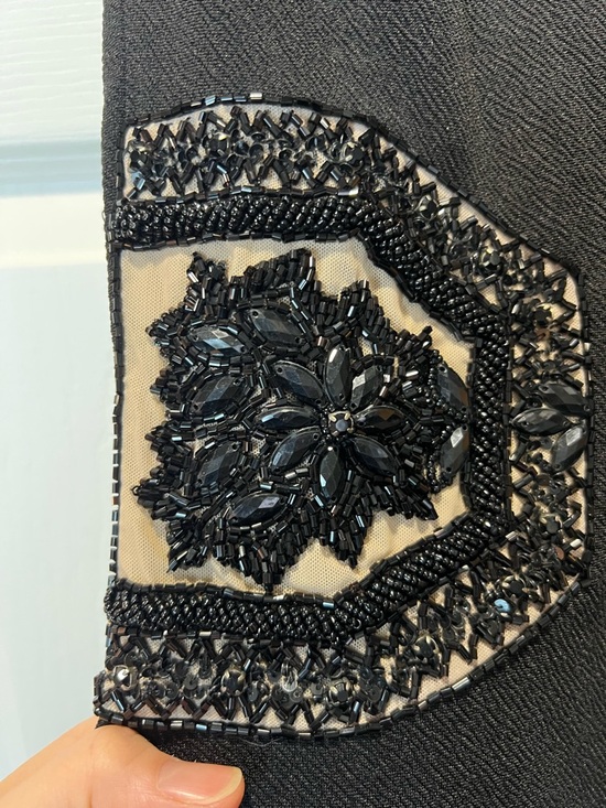 NWT Black Full Length Dress with Beaded Waist Panels - Picture 3 of 8